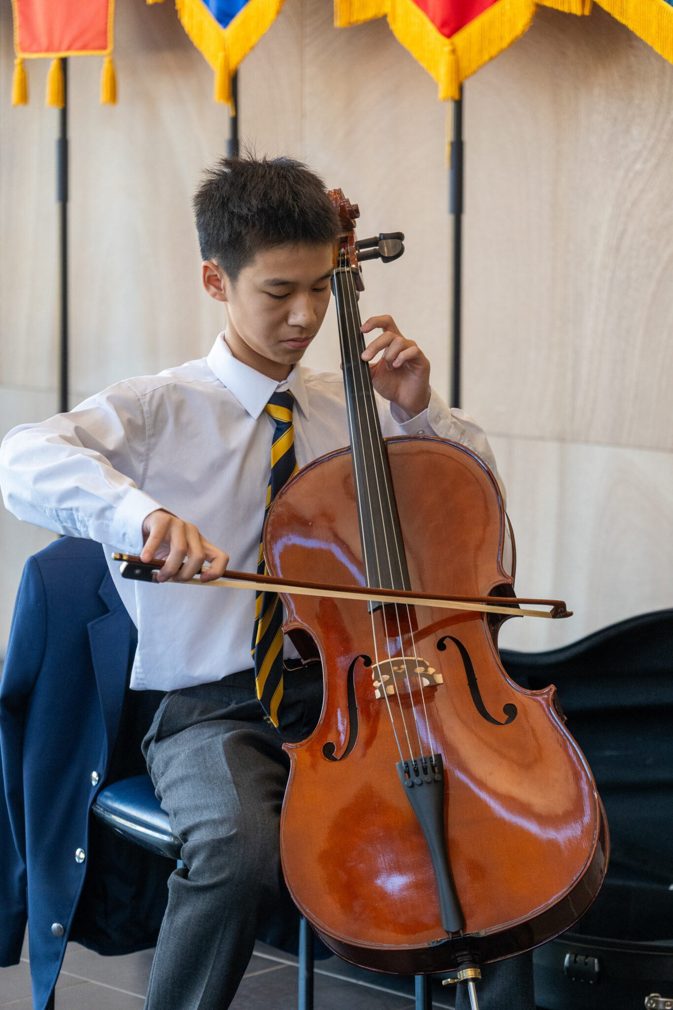 Year 7 student playing a cello