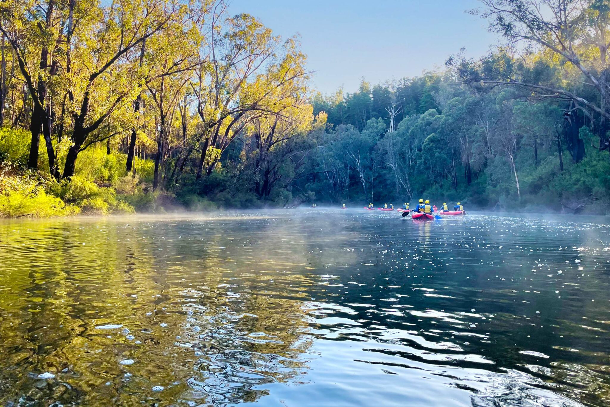 Students at Kooringal out on the water in canoes