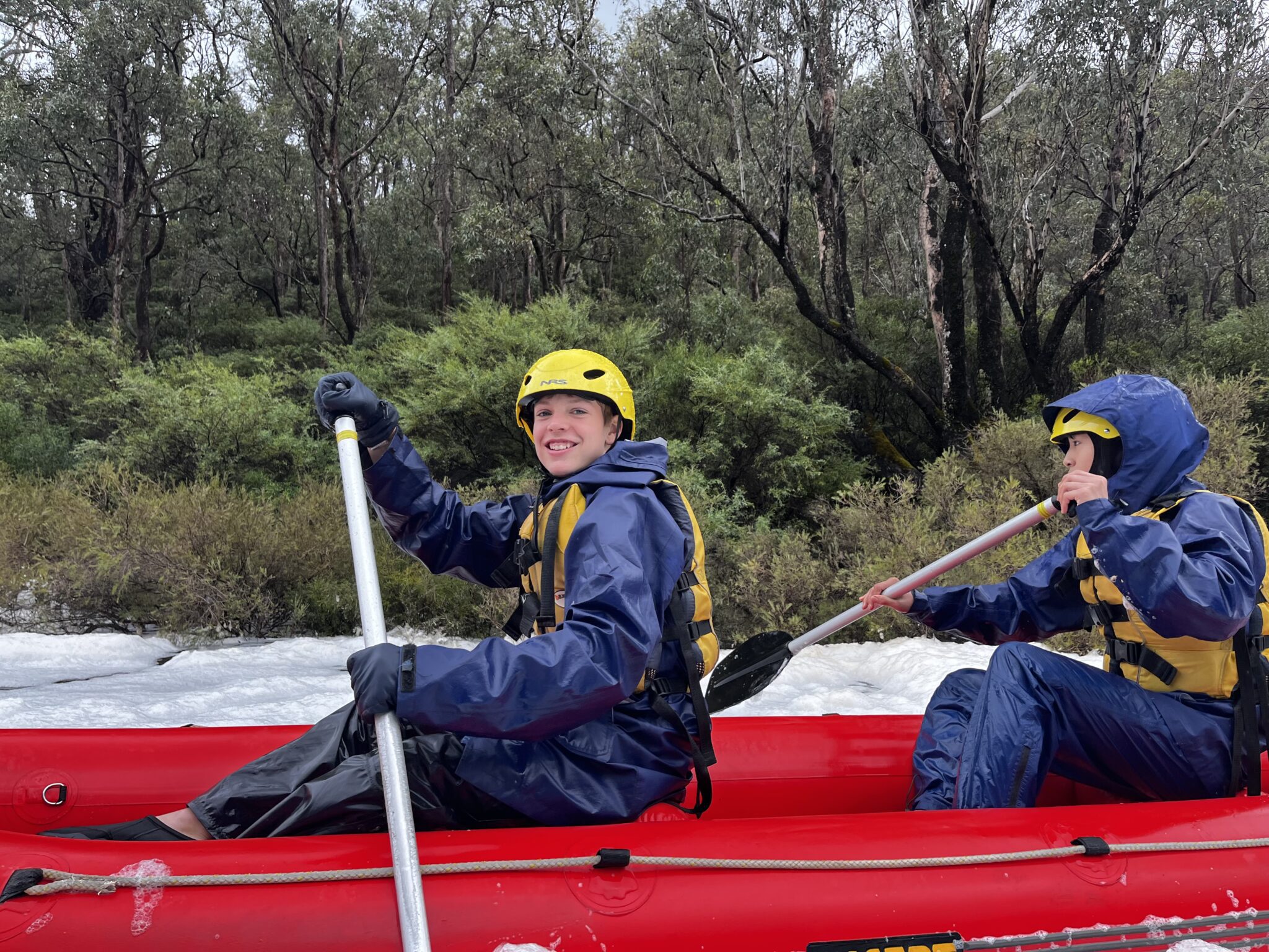 Year 9 student whitewater rafting