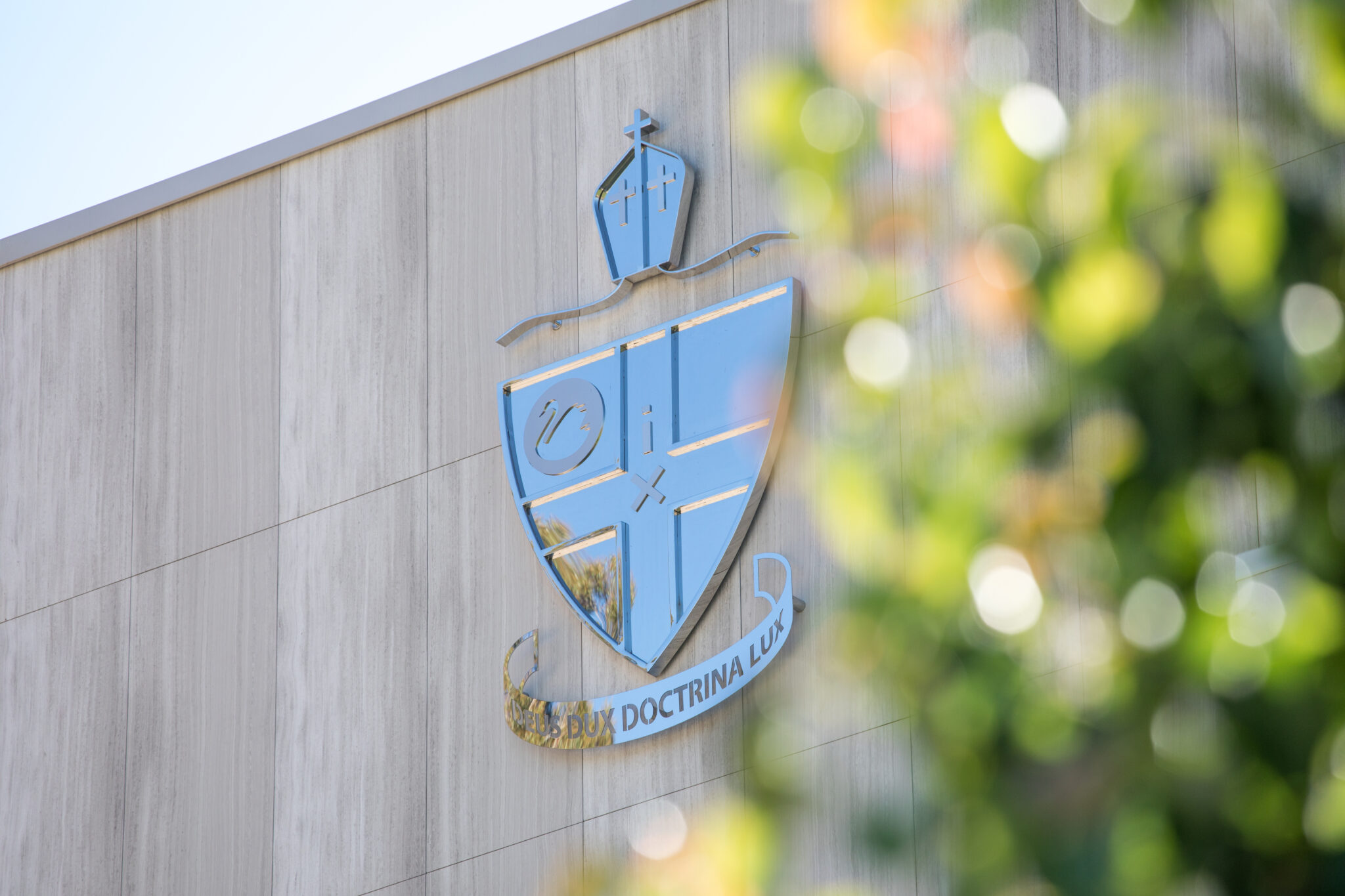 School crest on the Preparatory School building