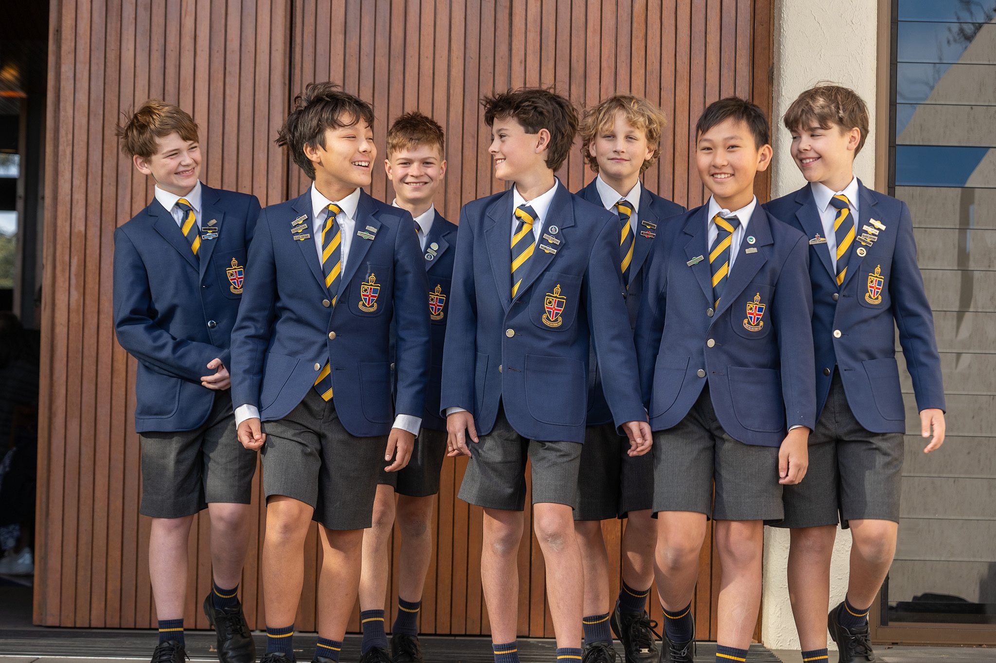 Preparatory School students in front of the School Chapel doors