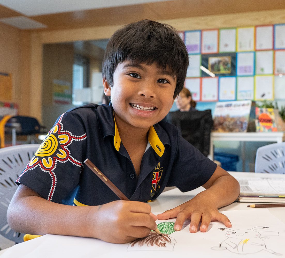 Preparatory School student doing an illustration during Drawing Club