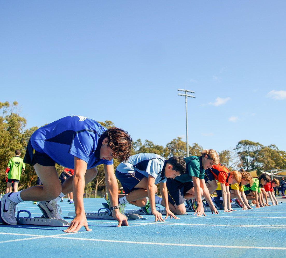 Students ready to start a race at the House Athletics Carnival