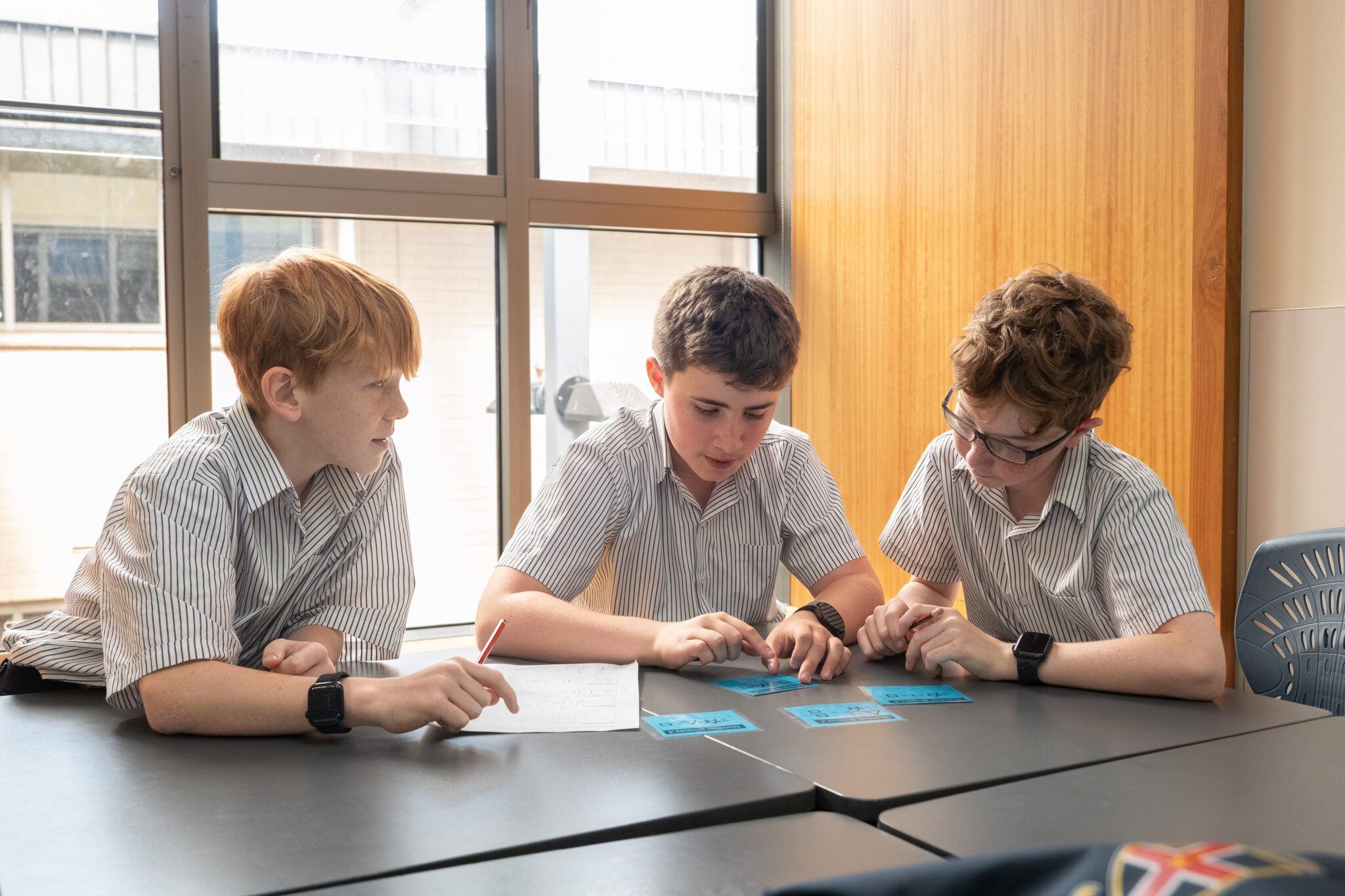 Year 7 students working together in class.