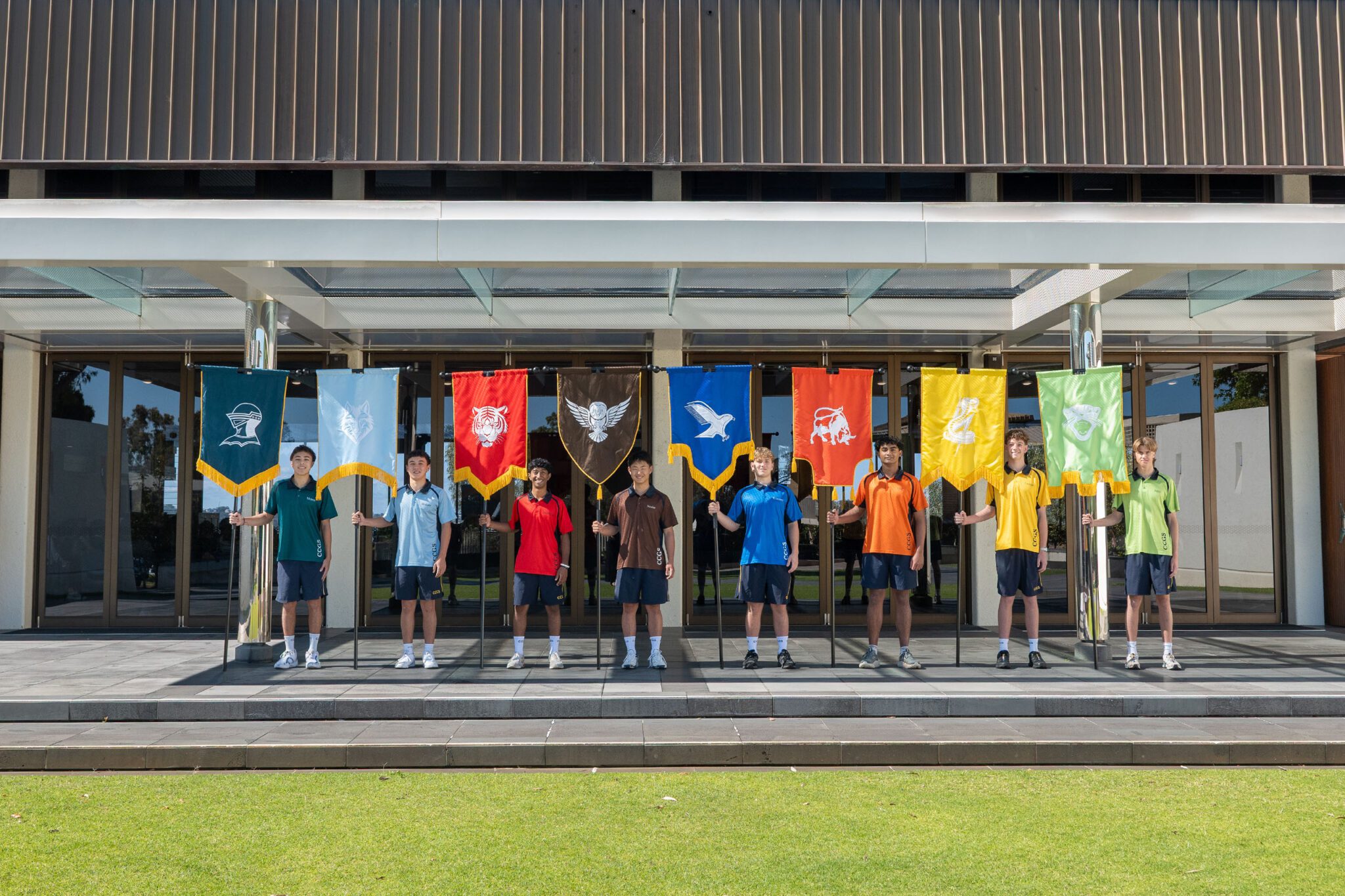 Senior School House Prefects in front of the School Chapel
